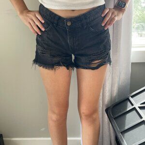 Black ripped jean shorts